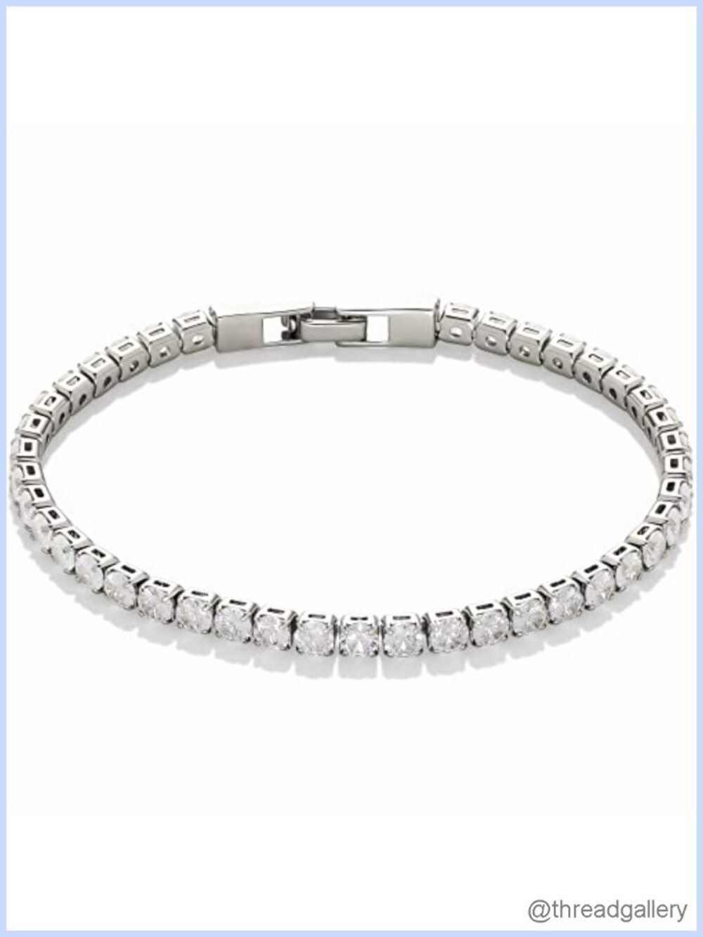 Cubic Zirconia Tennis Bracelet 7.5" Women's Silver Plated Jewelry